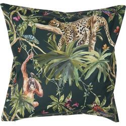 Clayre & Eef Kussenhoes 45x45 cm Groen Zwart Polyester Vierkant