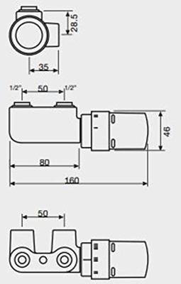 Vasco radiatorkraan middenaansluiting 1188 haaks signaal zwart