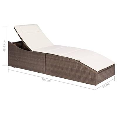 Ligbed met kussen poly rattan bruin Ligbed met kussen poly rattan bruin