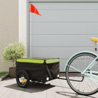 VidaXL Fietstrailer 30 kg ijzer zwart en groen - thumbnail