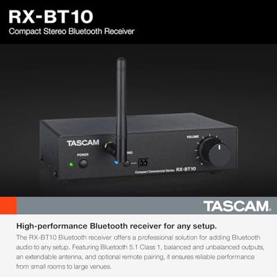 Tascam RX-BT10 Stereo Bluetooth Receiver Tascam RX-BT10 Stereo Bluetooth Receiver
