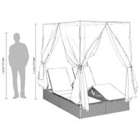 Dubbele ligbed Verstelbaar Grijs 205 x 129 x 200 cm poly rattan - thumbnail