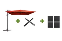 Monaco flex II 300x300 cm Brick Red met Kruisvoet en Parasolvoettegels - thumbnail