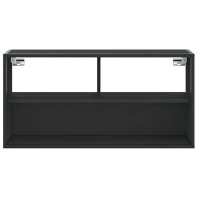 Tv-meubel 80x31x39,5 cm bewerkt hout en metaal zwart