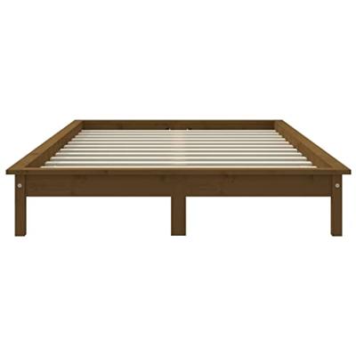 Bedframe massief grenenhout honingbruin 140x190 cm