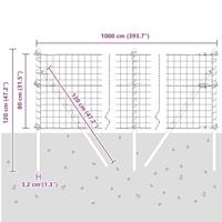 VidaXL Hek met paal grijs 0,8 x 10 m staal en pvc - thumbnail
