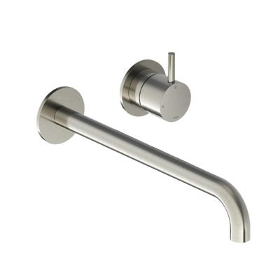 Inbouw Wastafelkraan Hotbath Cobber 25 cm Gebogen Uitloop 1-Hendel Geborsteld Nikkel