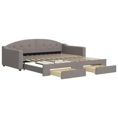 Slaapbank met onderschuifbed en lades 100x200 cm stof taupe