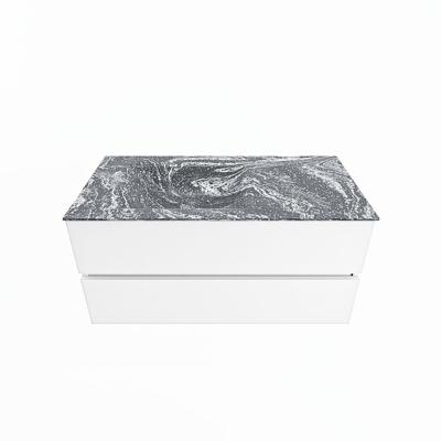 MONDIAZ VICA-DLUX 100cm badmeubel onderkast Talc 2 lades. Inbouw wastafel CLOUD links zonder kraangat, kleur Lava. MONDIAZ VICA-DLUX 100cm badmeubel onderkast Talc 2 lades. Inbouw wastafel CLOUD links zonder kraangat, kleur Lava.