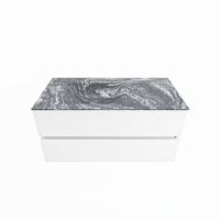 MONDIAZ VICA-DLUX 100cm badmeubel onderkast Talc 2 lades. Inbouw wastafel CLOUD links zonder kraangat, kleur Lava. - thumbnail