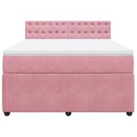 Boxspring met matras fluweel roze 140x200 cm - thumbnail