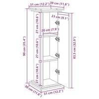 Sokkel met opbergruimte 31x30x90 cm bewerkt hout betongrijs - thumbnail