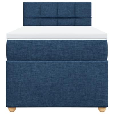Boxspring met matras stof blauw 90x200 cm