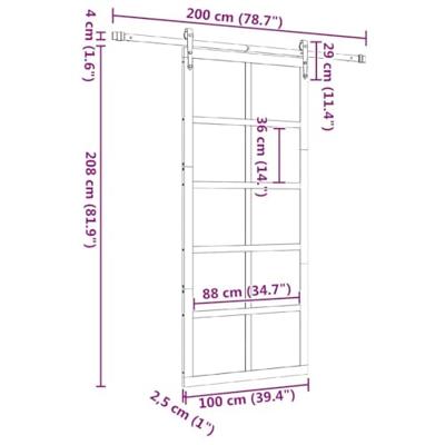 Schuifdeur Bruin 100 x 208 cm Massief grenenhout