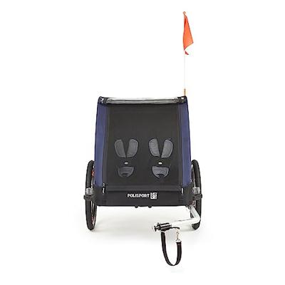Polisport kindertrailer met wandelkit grijs/blauw - thumbnail