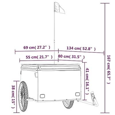 Fietstrailer 45 kg ijzer zwart en rood - thumbnail