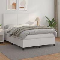 Boxspring met matras kunstleer wit 140x190 cm - thumbnail