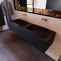 Badkamermeubelset Mondiaz Erin 150 cm met 2 Lades met RIDGE Wastafel Dubbel Urban Zonder Kraangaten Greeploos Mat Urban - thumbnail