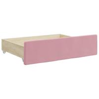 Bedlades 2 st bewerkt hout en fluweel roze - thumbnail