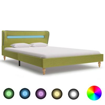 vidaXL Bedframe met LED stof groen 140x200 cm vidaXL Bedframe met LED stof groen 140x200 cm