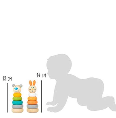 Small Foot - houten stapeltoren dier pastel, 6dlg.