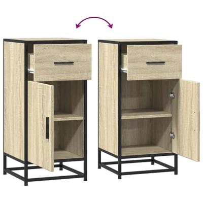 Dressoir 35,5x35x76 cm bewerkt hout en metaal sonoma eikenkleur