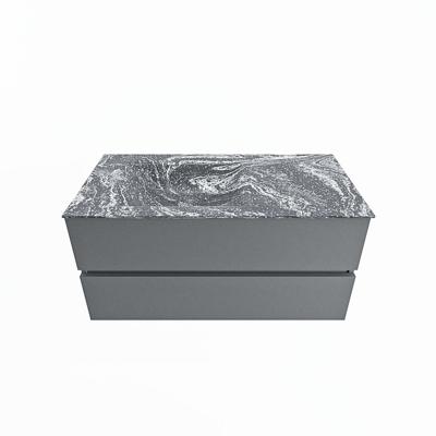 MONDIAZ VICA-DLUX 100cm badmeubel onderkast Plata 2 lades. Inbouw wastafel CLOUD links zonder kraangat, kleur Lava.