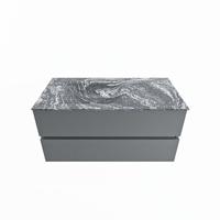 MONDIAZ VICA-DLUX 100cm badmeubel onderkast Plata 2 lades. Inbouw wastafel CLOUD links zonder kraangat, kleur Lava. - thumbnail