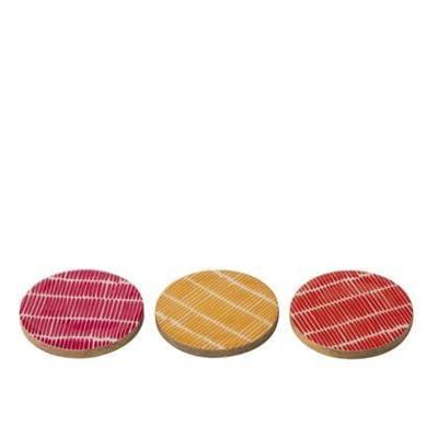 J-Line set van 4 onderzetter Mango - hout - mix - 3 stuks