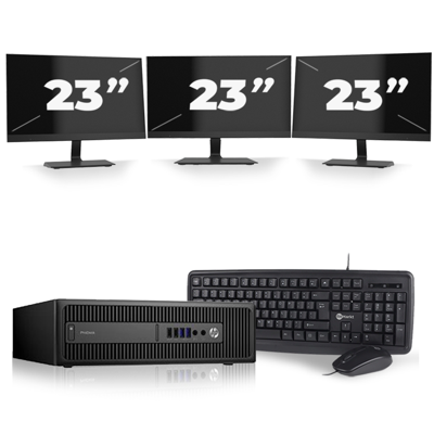 HP ProDesk 600 G2 SFF - Intel Core i7-6e Generatie - 16GB RAM - 256GB SSD - Windows 11 + 3x 23 inch Monitor