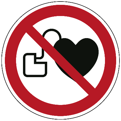 Verbod voor personen met pacemaker - Ø 100 mm - Kunststof bord