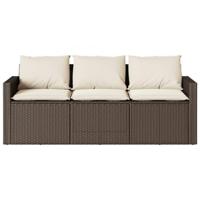 2-delige Tuinset met kussens poly rattan bruin - thumbnail
