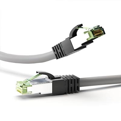 Goobay 55134 CAT 8.1 patchkabel, netwerkkabel, Ethernet, Playstation, Xbox, LAN-kabel, DSL, Highspeed, RJ45-stekker, grijs, 0,25 meter