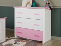 Commode ROBINSON 3 lades wit/roze - thumbnail