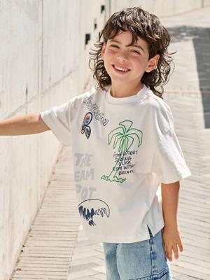 T-shirt met korte mouwen surf ecru
