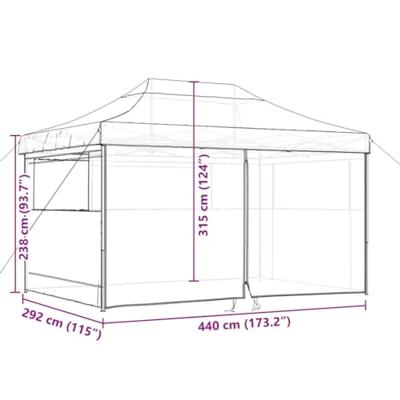 Partytent inklapbaar pop-up met 4 zijwanden bordeauxrood