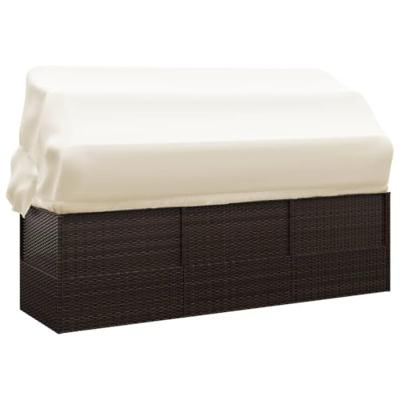 Loungebed met luifel en kussens poly rattan bruin Loungebed met luifel en kussens poly rattan bruin