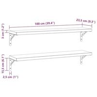 Wandschappen 2 st 100x23,5 cm roestvrijstaal zwart - thumbnail