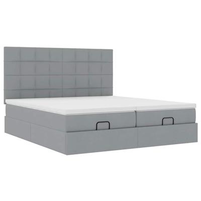 Ottoman bed met matrassen en LED's 180x200cm stof lichtgrijs - thumbnail