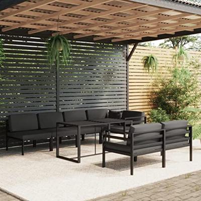 8-delige Loungeset met kussens aluminium antracietkleurig