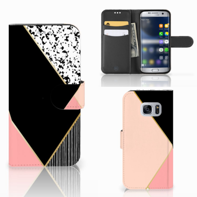 Samsung Galaxy S7 | Book Case | Zwart Roze Vormen