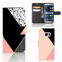 Samsung Galaxy S7 | Book Case | Zwart Roze Vormen - thumbnail