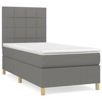 Boxspring met matras stof donkergrijs 90x200 cm - thumbnail