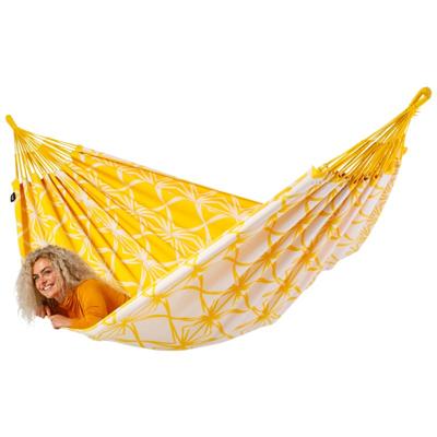 Familie hangmat - 400x180cm - Geel - 200kg draagkracht- 100% katoen - binnen & buiten