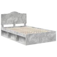 Bedframe met hoofdeinde Beton 120 x 190 cm Massief grenenhout - thumbnail