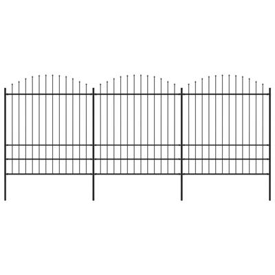 Tuinhek met speren bovenkant (1,75-2)x5,1 m staal zwart