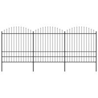Tuinhek met speren bovenkant (1,75-2)x5,1 m staal zwart - thumbnail