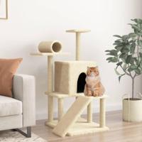 vidaXL Kattenmeubel met sisal krabpalen 110,5 cm crèmekleurig, kattenpaal, kattenboom, kattenkrabpaal, kattenhuis, kattenmeubel, kattenpalen - thumbnail