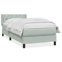 Boxspring met matras fluweel lichtgrijs 80x220 cm - thumbnail