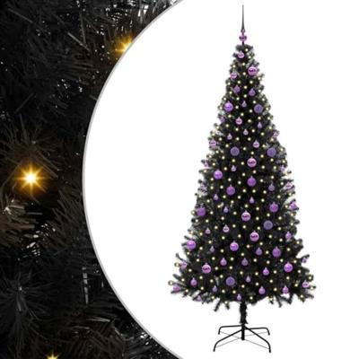 VidaXL Kerstboom met 300 led met standaard zwart 210 cm pvc VidaXL Kerstboom met 300 led met standaard zwart 210 cm pvc